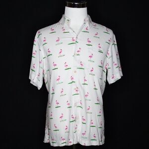 Men's Kenny Flowers Limited Edition The Ridin Birdies Flamingo Golf Polo  Large